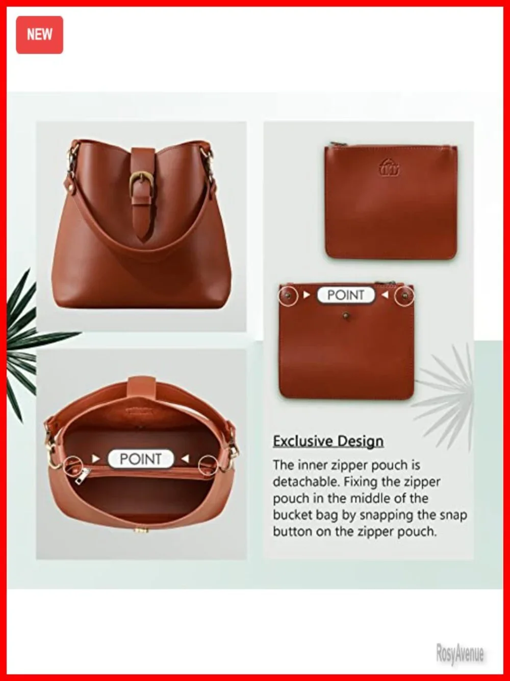 Vegan Leather Bucket Bag Women Hobo Retro Faux Casual Purse Vintage Simple